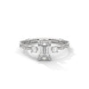 1.25 CT Emerald Cut Lab-Grown Diamond Ring with Round Side Accents