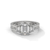 2.95 CT Emerald Cut Lab-Grown Diamond Three-Stone Ring with Trapezoid & Round Accents