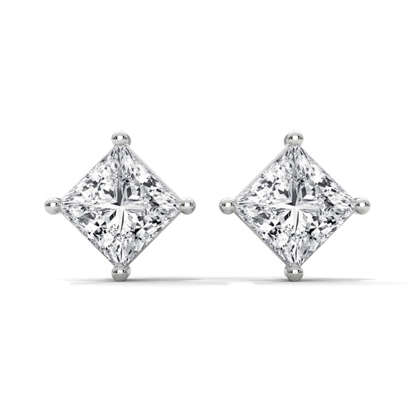 2.50 CT Princess Cut CVD Lab-Grown Diamond Stud Earrings