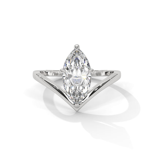 1.50 CT Marquise Cut Lab-Grown Diamond V-Shaped Solitaire Ring