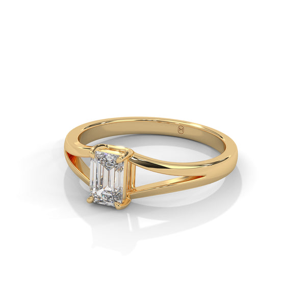 1 CT Emerald Cut Lab-Grown Diamond Minimal Split Shank Ring