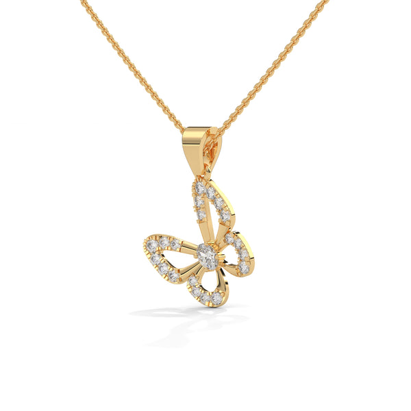 0.26 CTW Floral Butterfly Design Lab-Grown Diamond Pendant in Gold