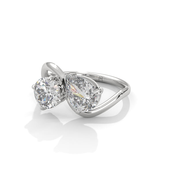 2.50 CT Round & Pear Lab-Grown Diamond Toi Et Moi Open Ring