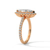 2.72 CT Marquise Cut Lab-Grown Diamond Halo Ring with Pavé Band