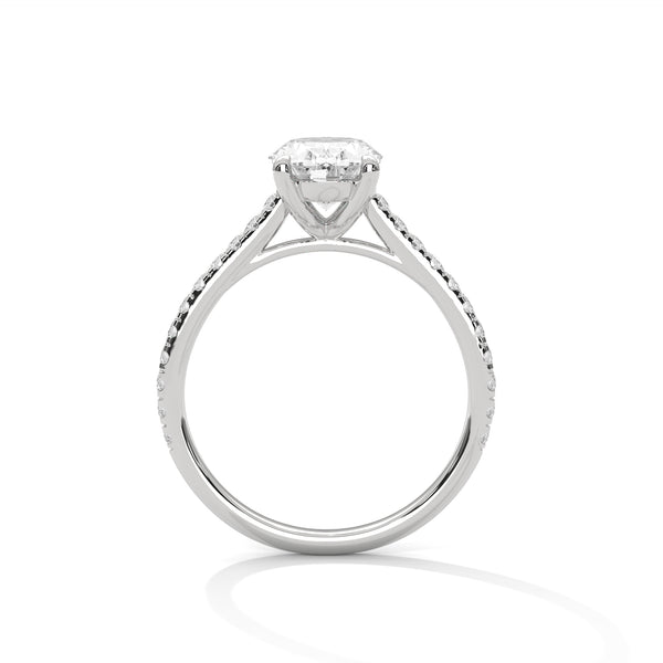 1.04 CT Oval Cut Lab-Grown Diamond Pave Engagement Ring