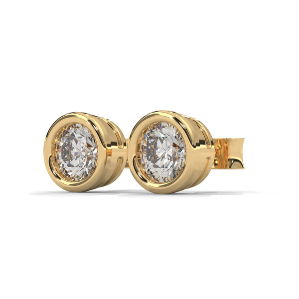 0.50 CT Round Bezel-Set CVD Lab-Grown Diamond Stud Earrings