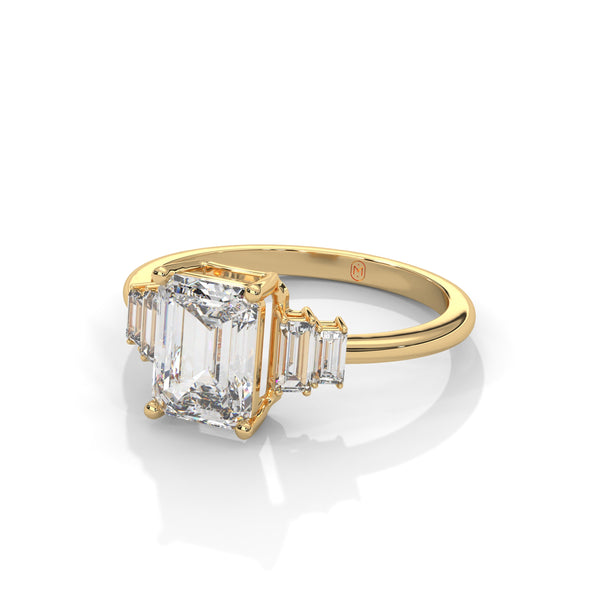 2.19 CT Emerald Cut Lab-Grown Diamond Three-Stone Ring