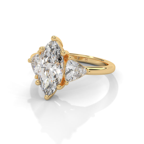 4.10 CT Marquise Cut Lab-Grown Diamond Three-Stone Ring with Side Accents
