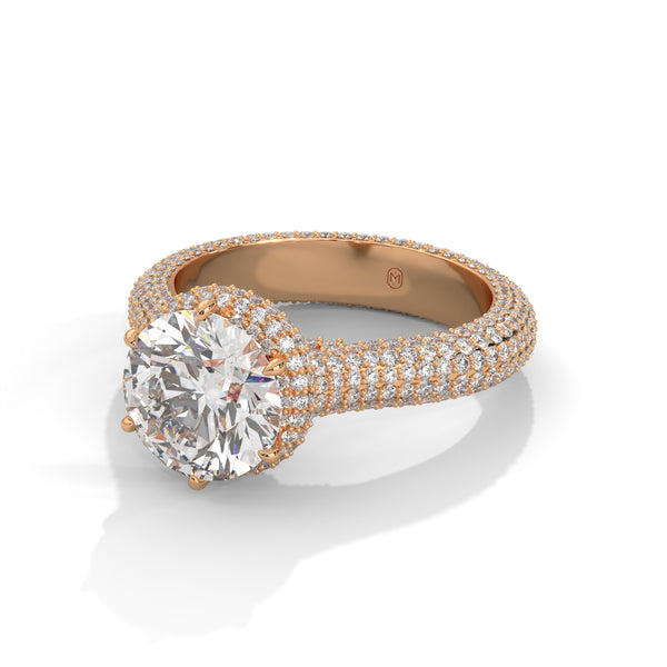 5.17 CT Round Lab-Grown Diamond Micro Pave Halo Solitaire Ring