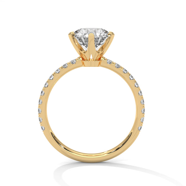 2.24 CT Round Cut Lab-Grown Diamond Solitaire Ring with Pavé Band
