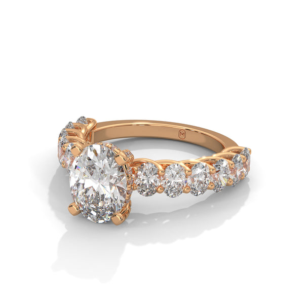 3.99 CT Oval Lab-Grown Diamond Half Eternity Solitaire Ring