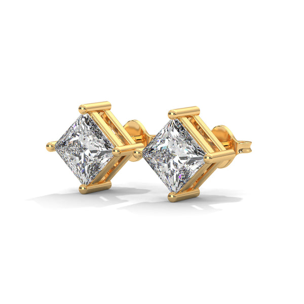 2.50 CT Princess Cut CVD Lab-Grown Diamond Stud Earrings