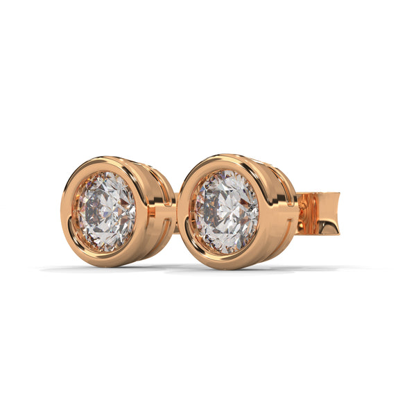 0.50 CT Round Bezel-Set CVD Lab-Grown Diamond Stud Earrings