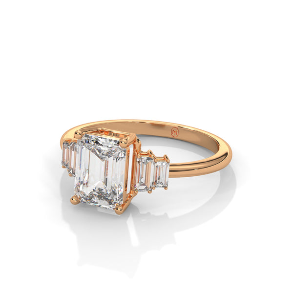 2.19 CT Emerald Cut Lab-Grown Diamond Three-Stone Ring