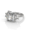 4.05 CT Radiant Cut Lab-Grown Diamond Three-Stone Ring with Trapezoid Side Stones
