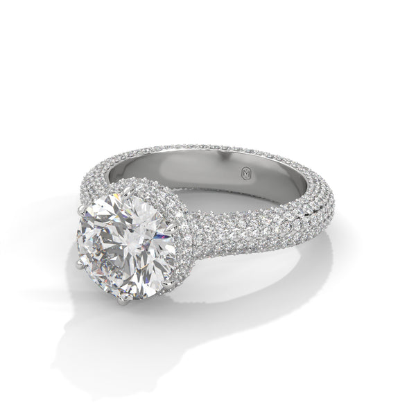 5.17 CT Round Lab-Grown Diamond Micro Pave Halo Solitaire Ring