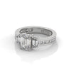 2.95 CT Emerald Cut Lab-Grown Diamond Three-Stone Ring with Trapezoid & Round Accents
