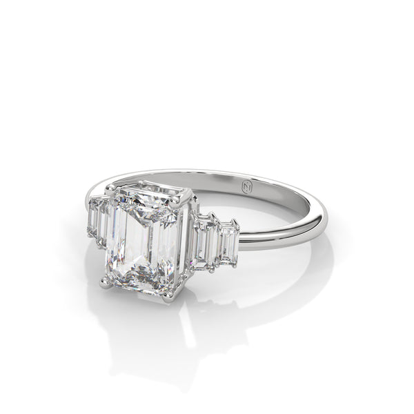 2.19 CT Emerald Cut Lab-Grown Diamond Three-Stone Ring
