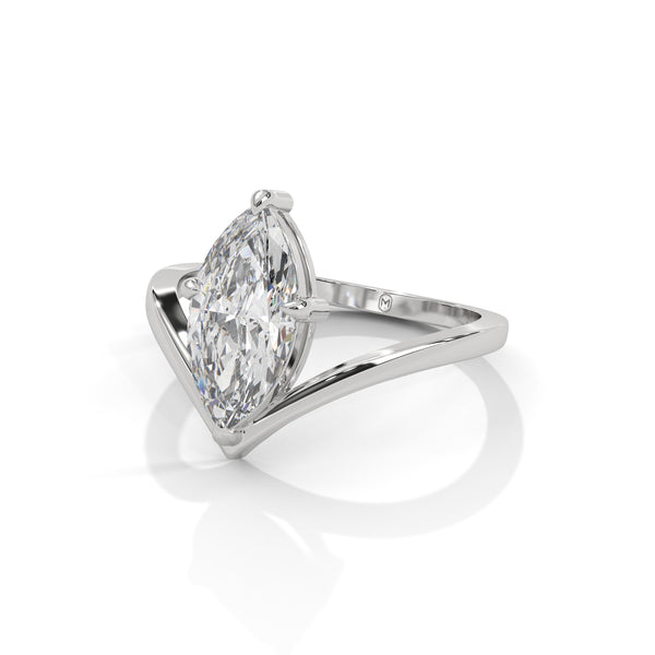 1.50 CT Marquise Cut Lab-Grown Diamond V-Shaped Solitaire Ring