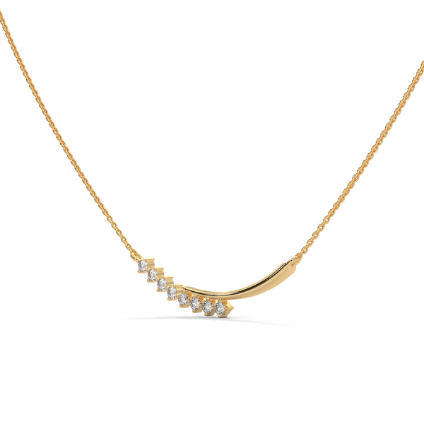 0.20 CT Curved Bar Lab-Grown Diamond Pendant Necklace in Gold