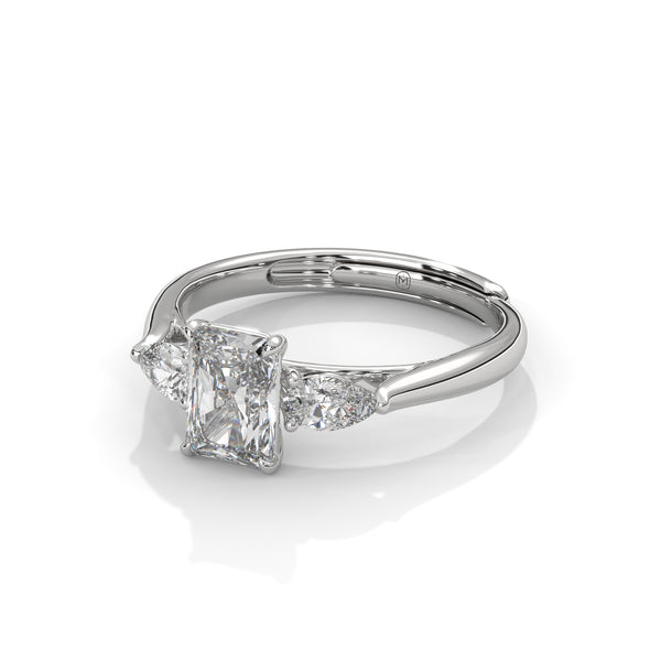 1.50 CT Emerald Cut Lab-Grown Diamond Three-Stone Ring with Pear Side Stones