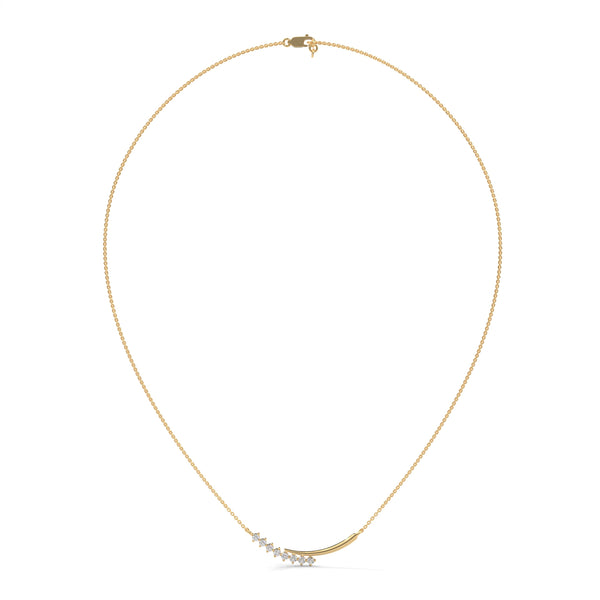 0.20 CT Curved Bar Lab-Grown Diamond Pendant Necklace in Gold