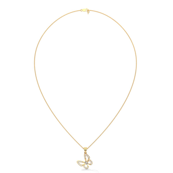 0.26 CTW Floral Butterfly Design Lab-Grown Diamond Pendant in Gold