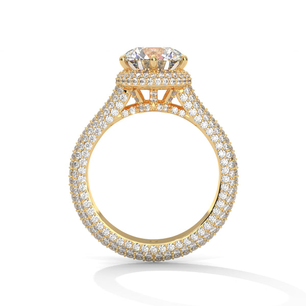 5.17 CT Round Lab-Grown Diamond Micro Pave Halo Solitaire Ring