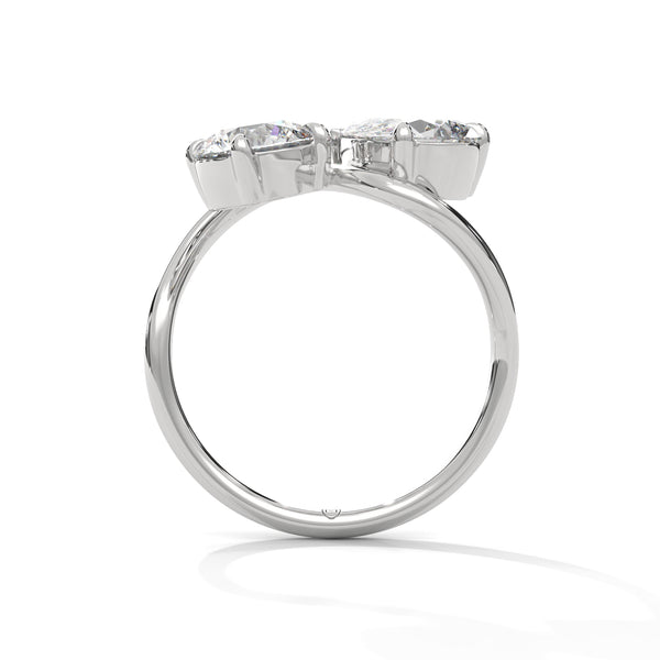 2.50 CT Round & Pear Lab-Grown Diamond Toi Et Moi Open Ring