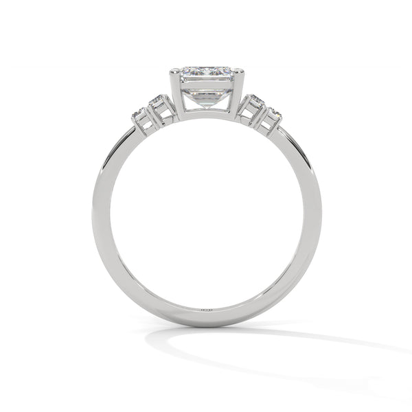 2.19 CT Emerald Cut Lab-Grown Diamond Three-Stone Ring