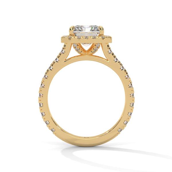 3.33 CT Radiant Cut Halo Lab-Grown Diamond Ring with Round Accent Diamonds