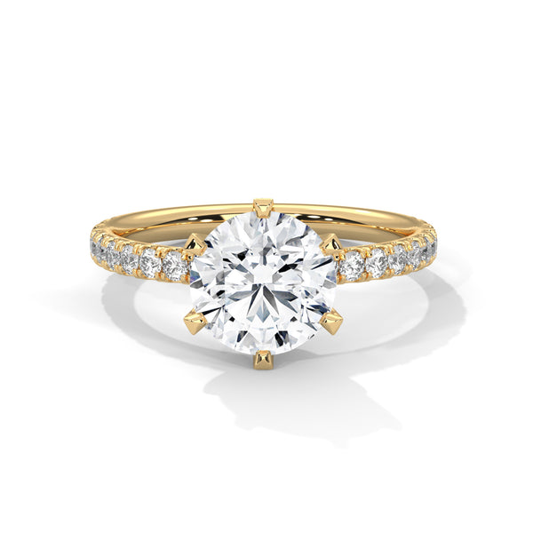2.24 CT Round Cut Lab-Grown Diamond Solitaire Ring with Pavé Band