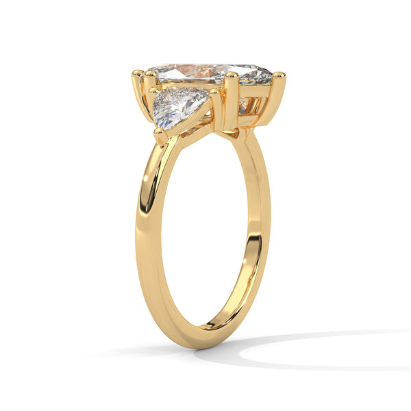 4.10 CT Marquise Cut Lab-Grown Diamond Three-Stone Ring with Side Accents
