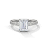 2.21 CT Total Emerald Cut Lab-Grown Diamond Solitaire Ring with Pave Band