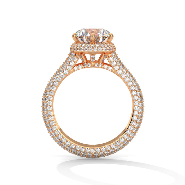 5.17 CT Round Lab-Grown Diamond Micro Pave Halo Solitaire Ring