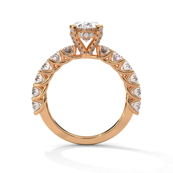 3.99 CT Oval Lab-Grown Diamond Half Eternity Solitaire Ring