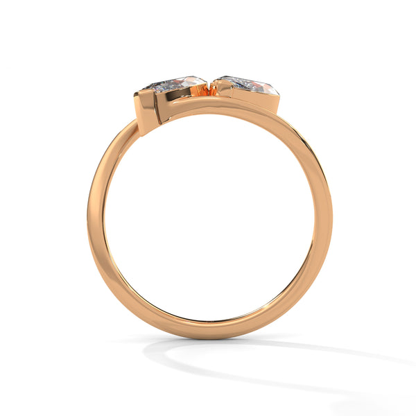 2.00 CT Marquise Lab-Grown Diamond Twin Stone Open Ring