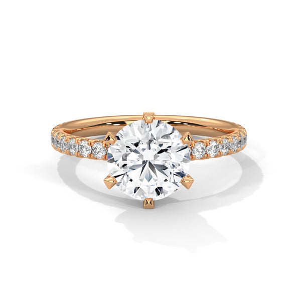 2.24 CT Round Cut Lab-Grown Diamond Solitaire Ring with Pavé Band