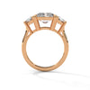 4.05 CT Radiant Cut Lab-Grown Diamond Three-Stone Ring with Trapezoid Side Stones
