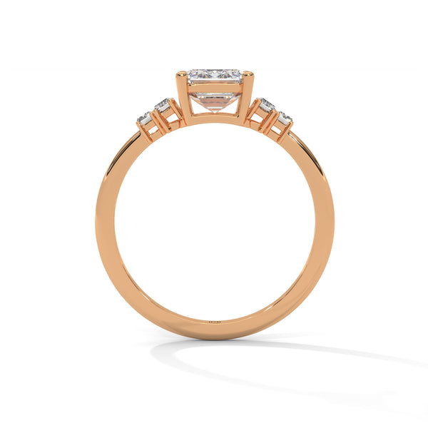 2.19 CT Emerald Cut Lab-Grown Diamond Three-Stone Ring