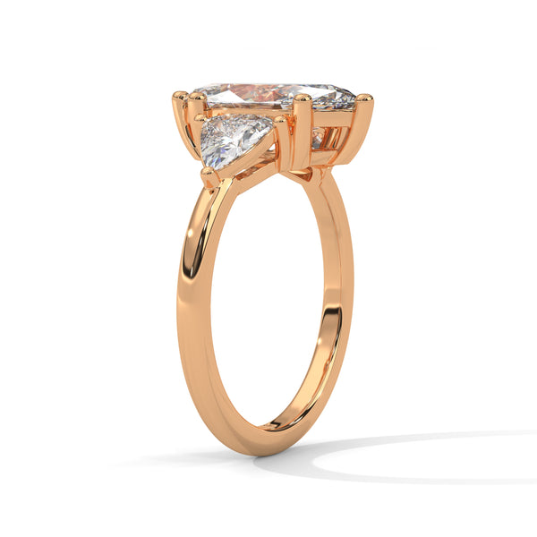 4.10 CT Marquise Cut Lab-Grown Diamond Three-Stone Ring with Side Accents