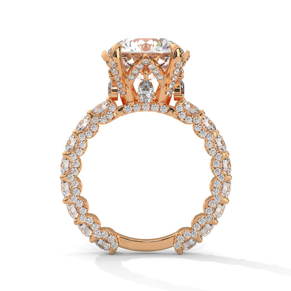 6.89 CT Round Lab-Grown Diamond Solitaire Ring with Pave Band