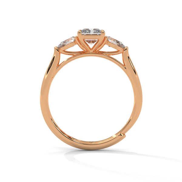 1.50 CT Emerald Cut Lab-Grown Diamond Three-Stone Ring with Pear Side Stones