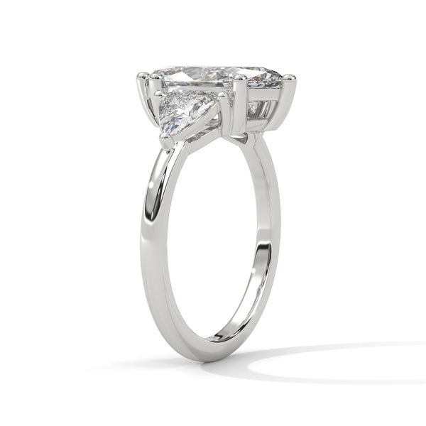 4.10 CT Marquise Cut Lab-Grown Diamond Three-Stone Ring with Side Accents