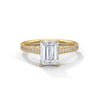 2.21 CT Total Emerald Cut Lab-Grown Diamond Solitaire Ring with Pave Band