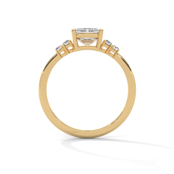 2.19 CT Emerald Cut Lab-Grown Diamond Three-Stone Ring