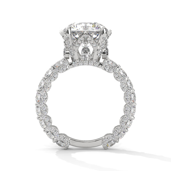 6.89 CT Round Lab-Grown Diamond Solitaire Ring with Pave Band