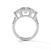 4.05 CT Radiant Cut Lab-Grown Diamond Three-Stone Ring with Trapezoid Side Stones