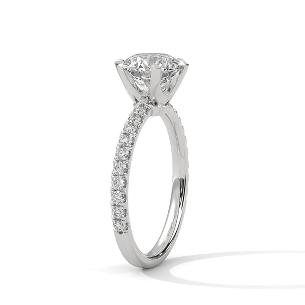 2.24 CT Round Cut Lab-Grown Diamond Solitaire Ring with Pavé Band
