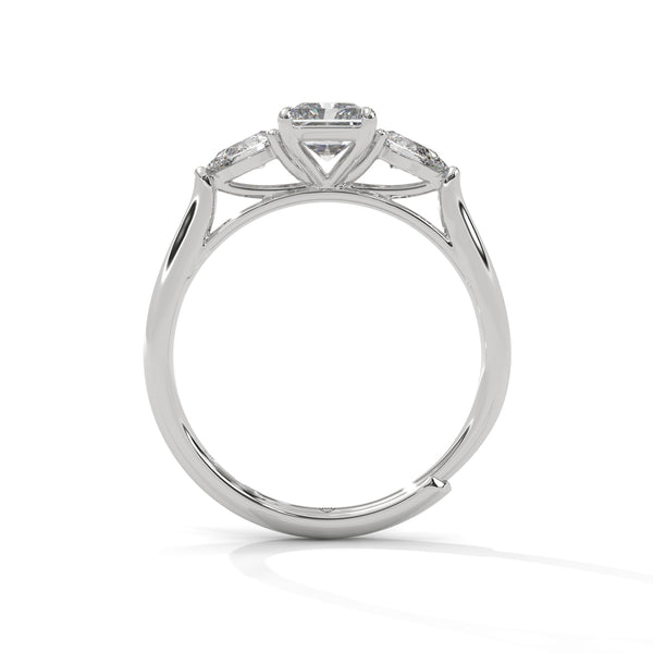 1.50 CT Emerald Cut Lab-Grown Diamond Three-Stone Ring with Pear Side Stones